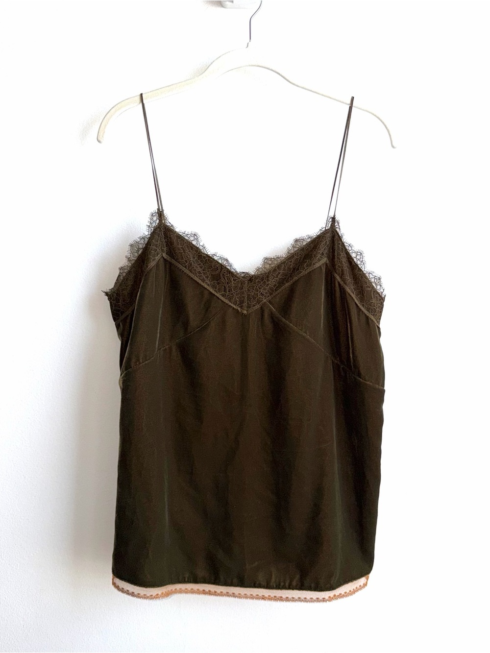 ALLSAINTS Noa Velvet Camisole Size 8 US Top Lace Trim Silk Blend Romantic NWT